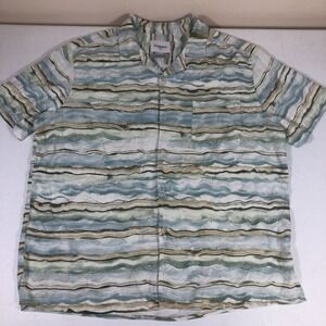 Goodfellow & Co‎ Mens Multicolor Large Button Down Shirt Resort Wear Tropical